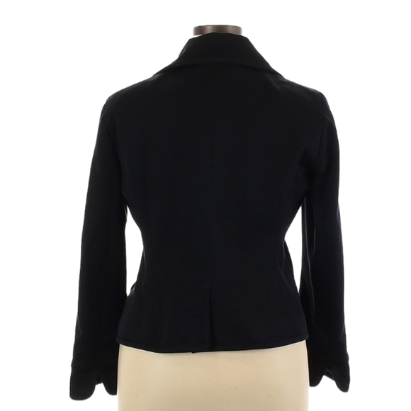 Talbots Black Pea Coat Double Breasted Textured Ridged Fully Lined Size 14 - Picture 3 of 14